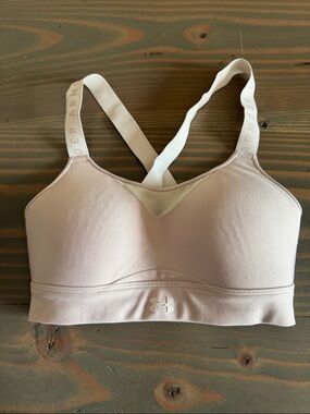 Under Armour Pale Pink Padded Sports Bra with Crisscross Straps